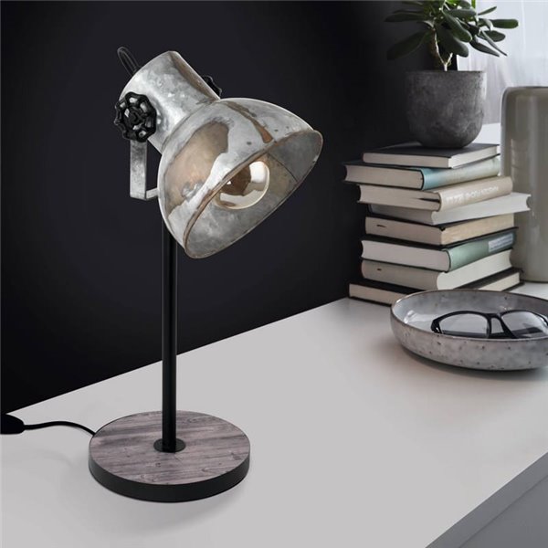 Candeeiro de mesa BARNSTAPLE da EGLO, madeira e zinco galvanizado, E27