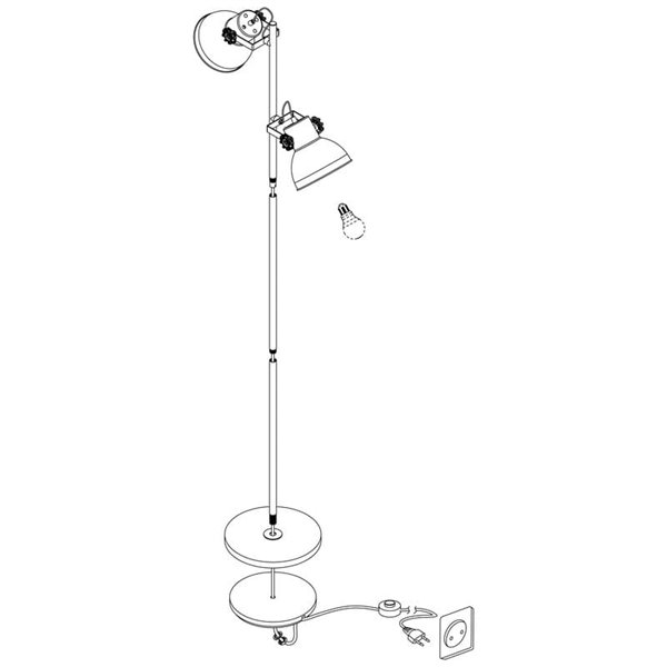 BARNSTAPLE Lampadaire avec 2 Spots Mobiles, Bois et Zinc Galvanisé, E27