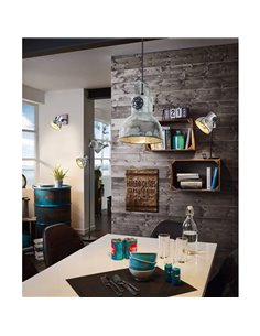 Lámpara de Pie BARNSTAPLE con 2 Focos Móviles, Madera y Zinc Galvanizado, E27 2