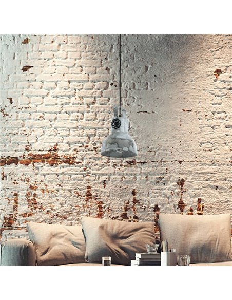 Candeeiro suspenso BARNSTAPLE, estilo industrial em zinco galvanizado, E27