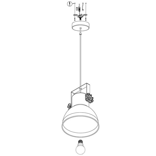 Candeeiro suspenso BARNSTAPLE, estilo industrial em zinco galvanizado, E27