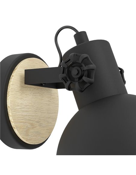 Aplique em forma de flexo móvel LUBENHAM, em madeira e metal preto, E27