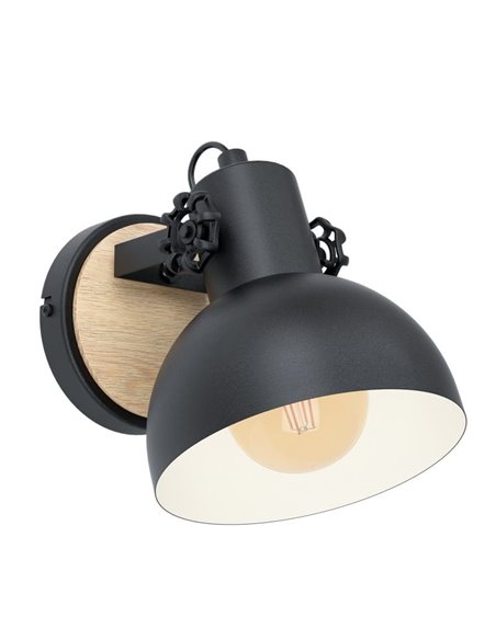 Applique en forme de flexo mobile LUBENHAM, en bois et métal noir, E27