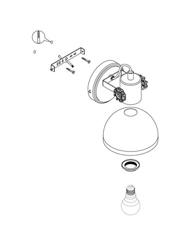 Aplique em forma de flexo móvel LUBENHAM, em madeira e metal preto, E27