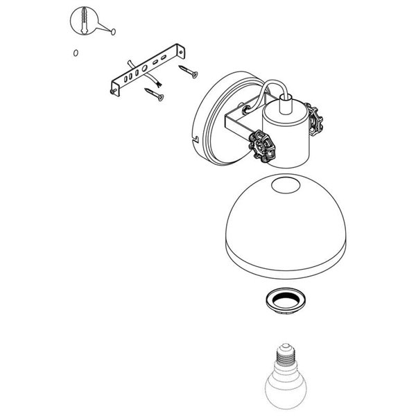 Applique en forme de flexo mobile LUBENHAM, en bois et métal noir, E27