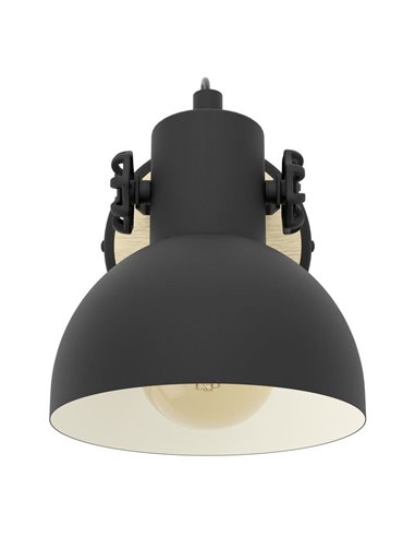 Aplique em forma de flexo móvel LUBENHAM, em madeira e metal preto, E27