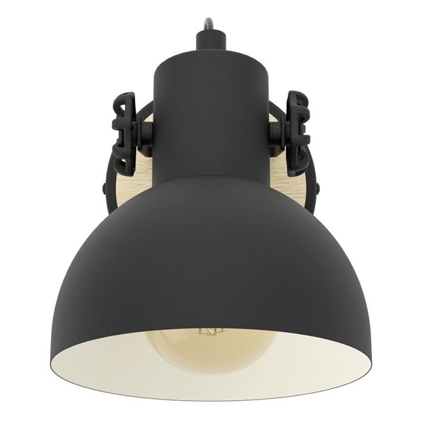 Aplique de Pared en forma de flexo móvil LUBENHAM, en madera y metal negro, E27