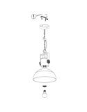 Lámpara Colgante Industrial LUBENHAM, con cadena y foco de Madera y Acero Negro, E27
