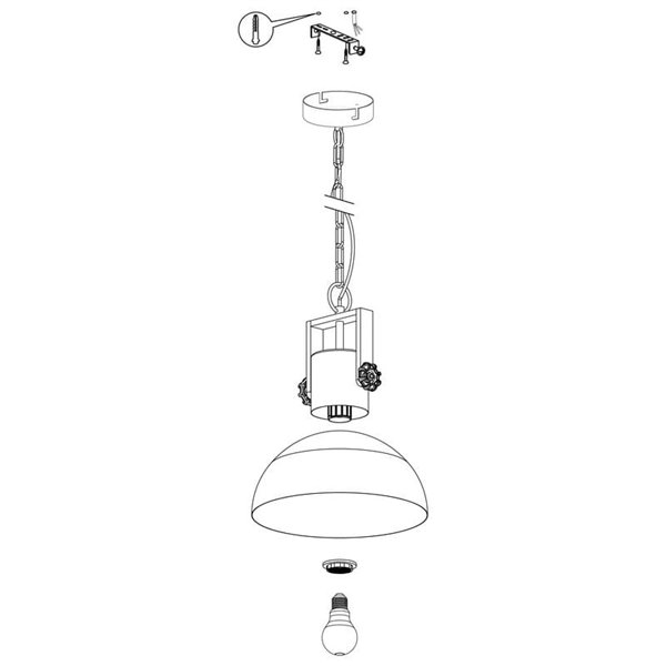 Lámpara Colgante Industrial LUBENHAM, con cadena y foco de Madera y Acero Negro, E27