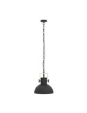 Lámpara Colgante Industrial LUBENHAM, con cadena y foco de Madera y Acero Negro, E27