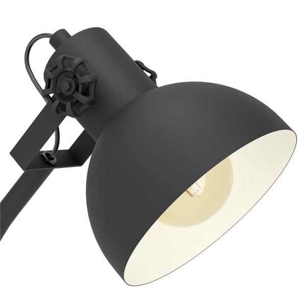 Lampe de table industrielle LUBENHAM, bois et métal noir, E27