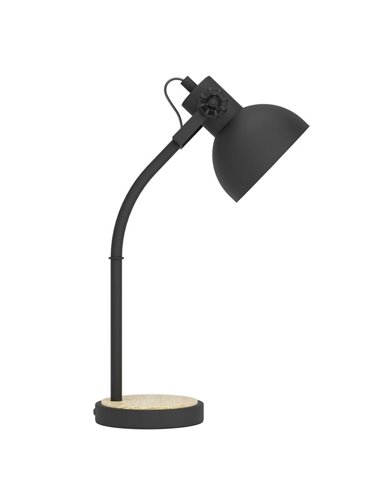 Lámpara de Sobremesa Industrial LUBENHAM, Madera y Metal Negro, E27