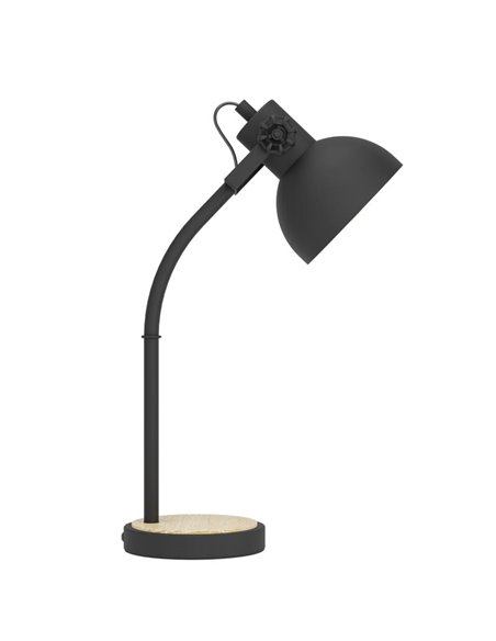 Lámpara de Sobremesa Industrial LUBENHAM, Madera y Metal Negro, E27