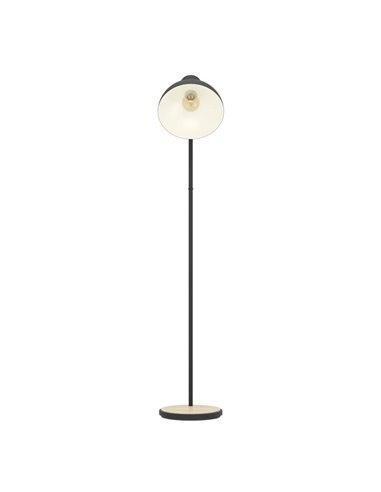 Lámpara de Pie Industrial LUBENHAM, Madera y Metal Negro, E27