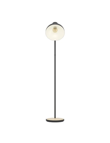 Lámpara de Pie Industrial LUBENHAM, Madera y Metal Negro, E27