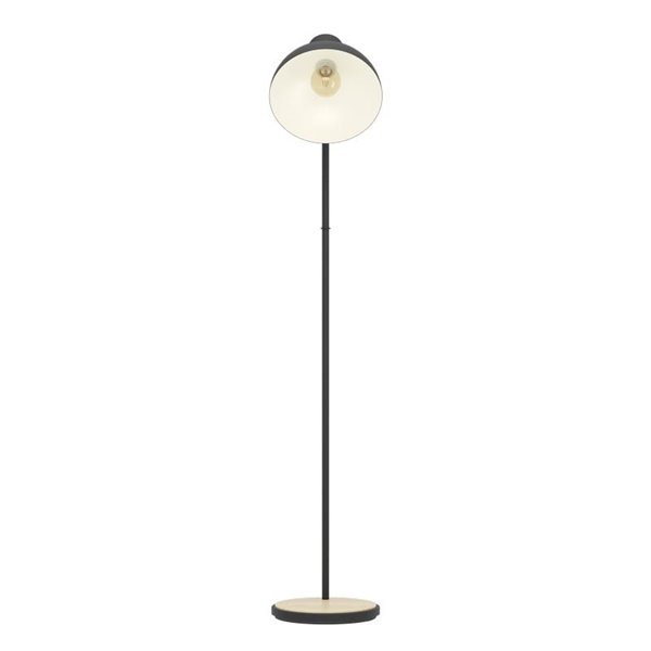 Lámpara de Pie Industrial LUBENHAM, Madera y Metal Negro, E27