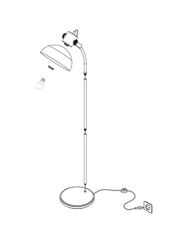 Candeeiro de pé industrial LUBENHAM, madeira e metal preto, E27