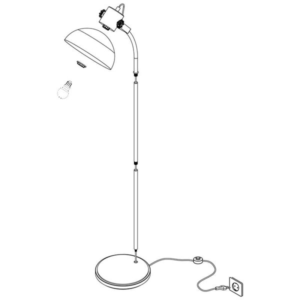 Lámpara de Pie Industrial LUBENHAM, Madera y Metal Negro, E27