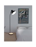 Lámpara de Pie Industrial LUBENHAM, Madera y Metal Negro, E27