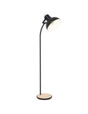 Lámpara de Pie Industrial LUBENHAM, Madera y Metal Negro, E27