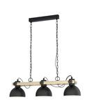Lámpara Colgante de 3 Luces LUBENHAM de EGLO, Madera y Metal Negro, 3xE27