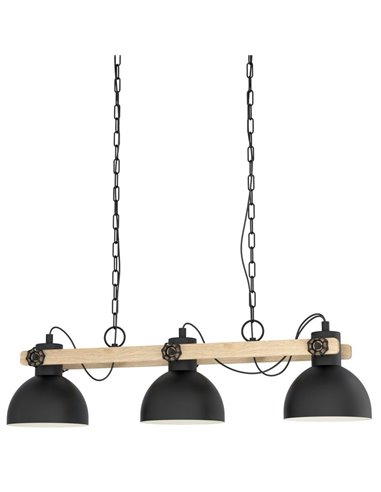 Lámpara Colgante de 3 Luces LUBENHAM de EGLO, Madera y Metal Negro, 3xE27