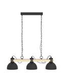 Lampe à suspension 3 lumières LUBENHAM par EGLO, bois et métal noir, 3xE27