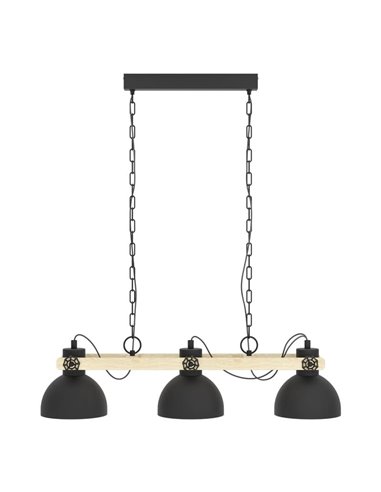 Lámpara Colgante de 3 Luces LUBENHAM de EGLO, Madera y Metal Negro, 3xE27