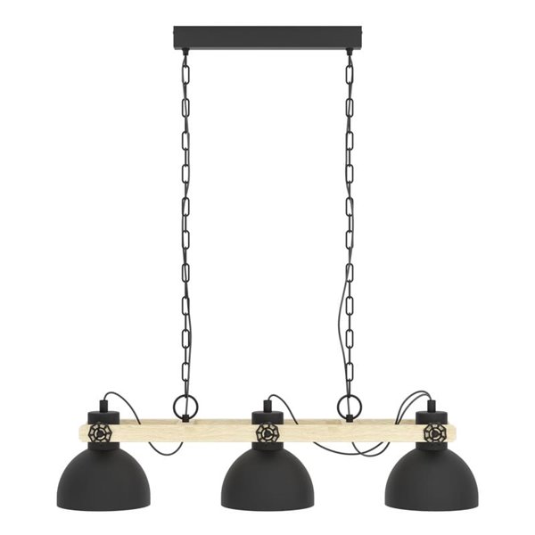 Lampe à suspension 3 lumières LUBENHAM par EGLO, bois et métal noir, 3xE27