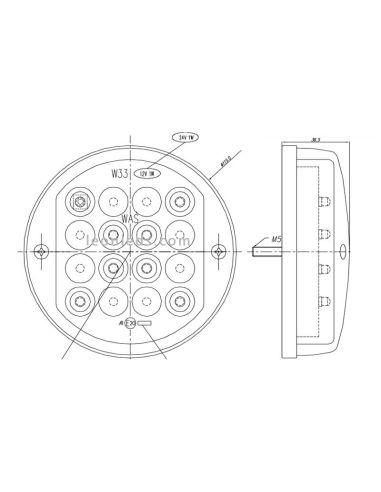 Luz de ré LED redondo transparente 24V por Was | leonleds