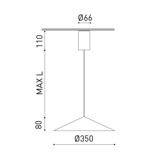 Lampe à poser suspendue 2 Mètres DUNE 35 BASE, 2700K/3000K - Non dimmable/DALI