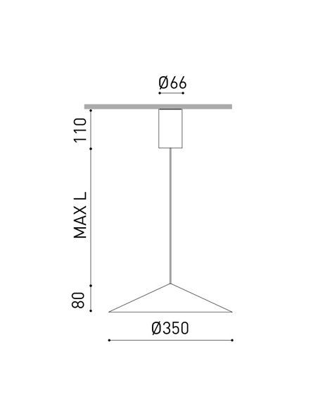 Luminária de superfície suspensa 5 Metros de cabo, DUNE 35 BASE, 2700K/3000K - Não regulável/DALI