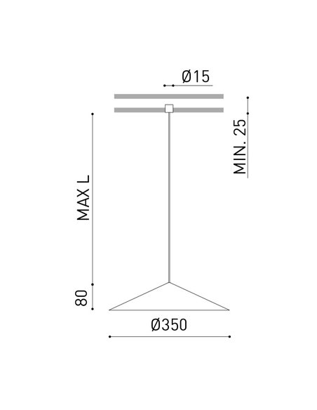 Lámpara colgante 2 Metros DUNE 35 WIRE TRIMLESS - DALI/Recorte de Fase, 2700K/3000K