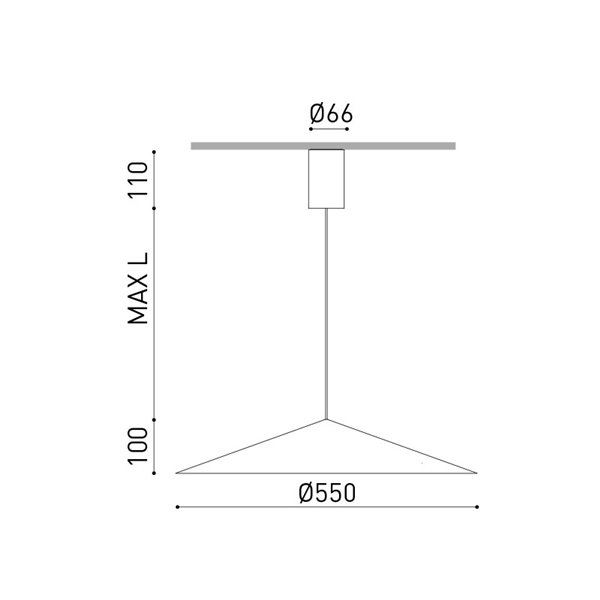 Lampe à poser suspendue 3 mètres DUNE 55 BASE, 2700K/3000K - Non dimmable/DALI