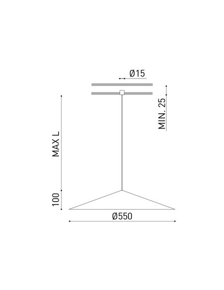 Lampe suspendue 2 mètres DUNE 55 WIRE TRIMLESS - DALI/Phase Trim, 2700K/3000K
