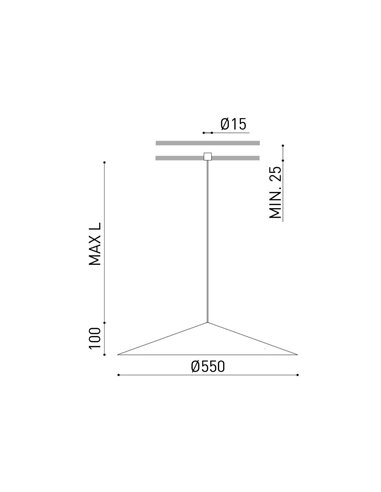 Luminária pendente 3 Metros DUNE 55 WIRE TRIMLESS - DALI/Phase Trim, 2700K/3000K