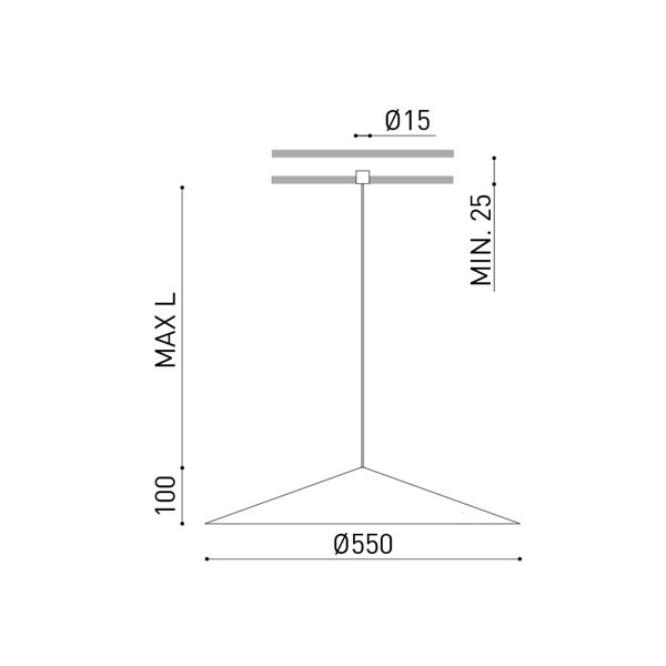 Lampe suspendue 5 Mètres DUNE 55 WIRE TRIMLESS - DALI/Phase Trim, 2700K/3000K