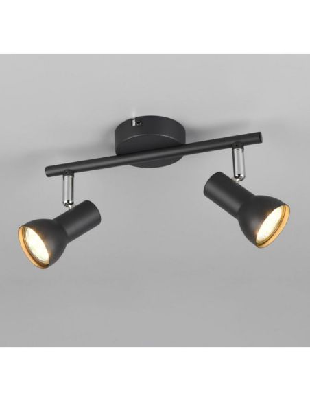 Bande de Plafond Style Simple 2 Spots CANTAR Noir | LéonLeds
