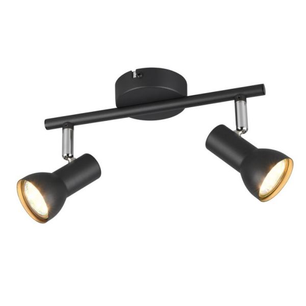 Faixa de teto estilo simples 2 focos CANTAR Preto | LeonLeds