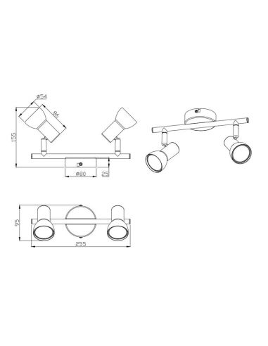 Regleta de Techo 2 Focos Orientables CANTAR Blanco | LeonLeds