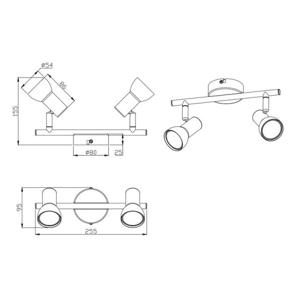 Bande de Plafond 2 Spots Orientables CANTAR Blanc | LéonLeds
