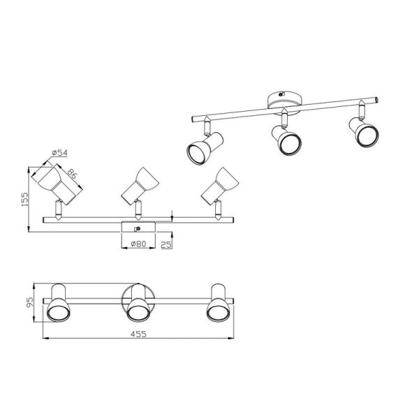 Faixa de teto 3 focos CANTAR Branco | LeonLeds