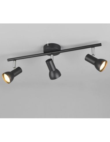 Bande de Plafond 3 Spots Simples CANTAR Noir | LéonLeds