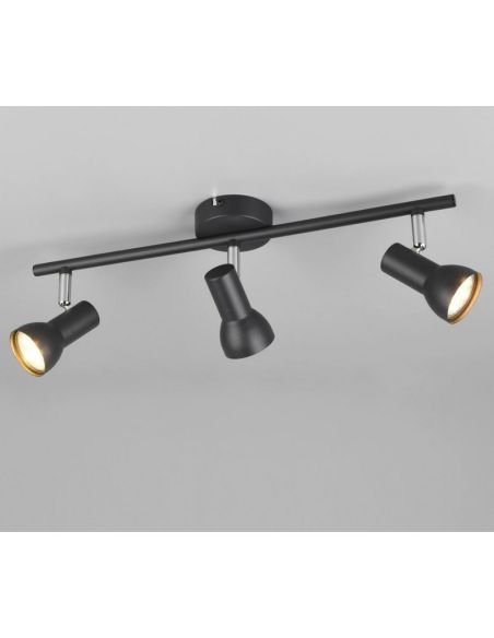 Bande de Plafond 3 Spots Simples CANTAR Noir | LéonLeds
