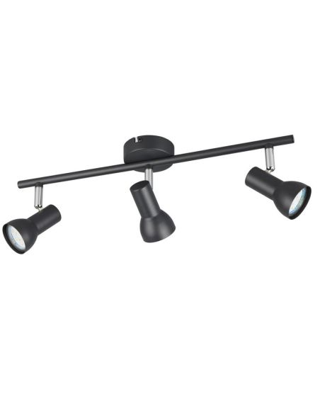Bande de Plafond 3 Spots Simples CANTAR Noir | LéonLeds
