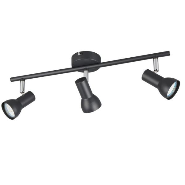 Regleta Techo 3 Focos Sencilla CANTAR Negro | LeonLeds