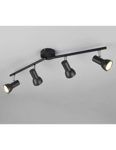 Regleta Techo 4 Focos Sencilla CANTAR Negro | LeonLeds