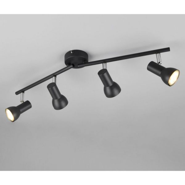 Regleta Techo 4 Focos Sencilla CANTAR Negro | LeonLeds