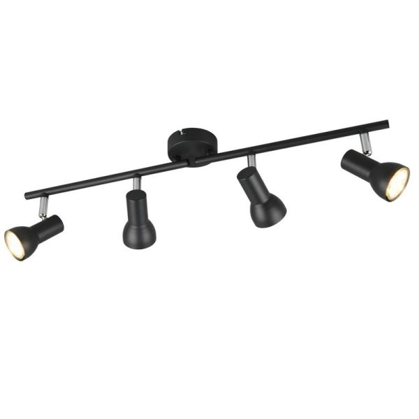 Regleta Techo 4 Focos Sencilla CANTAR Negro | LeonLeds