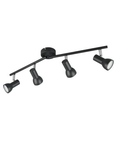 Regleta Techo 4 Focos Sencilla CANTAR Negro | LeonLeds
